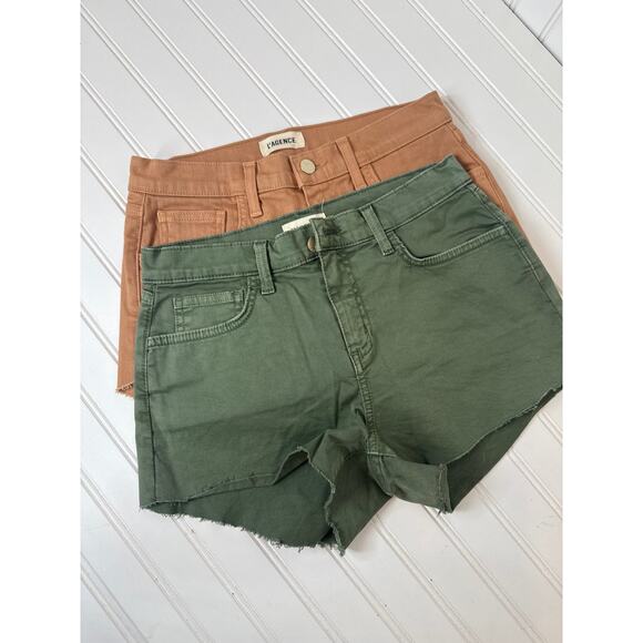 NWOT L’AGENCE Cut Off Shorts Green & Brown High Rise Womens Bundle Size 25